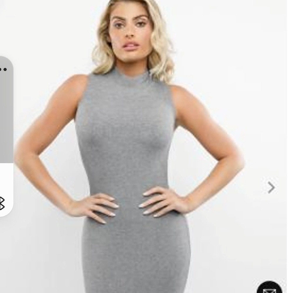 Rolla Coster Womens Gray Mock Neck Halter Bodycon Midi Dress Size S RC-4345